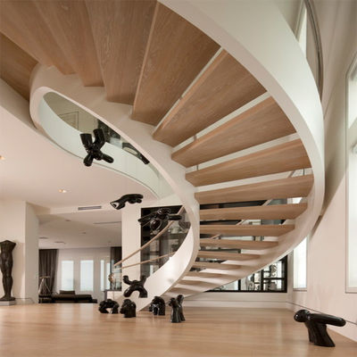 Sistema ancho curvado escalera curvado moderno interior del arco de la escalera del metal