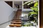 Escalera recta de cristal interior del acero de carbono del balaustre de madera sólida del apartamento