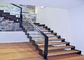 Escaleras rectas modificadas para requisitos particulares L que cerca con barandilla de cristal escalera de madera sólida de la forma